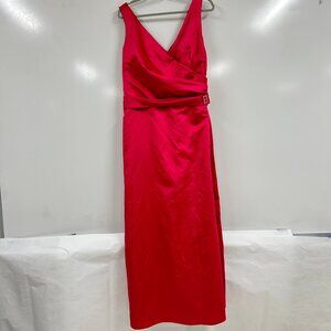 Da Vinci Bright Pink Satin Wrap Gown Size 20W | Formal Evening Maxi Prom Dress
